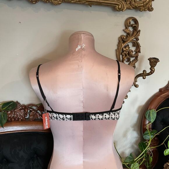 vintage 90s Calvin Klein Geometric Print V-Neck Bikini Top Size L White - Picture 2 of 2